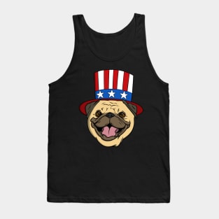 Pug Face American Top Hat Tank Top